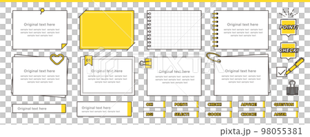 メモ帳、付箋、ノートなどのデザインフレームいろいろセット 98055381