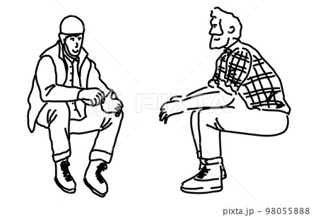 座る人物セット 秋冬 輪郭のみ 座る人物セット 秋冬 輪郭のみ 98055888