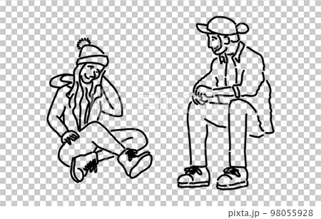 Sitting person set autumn/winter outline only Sitting person set autumn/winter outline only 98055928