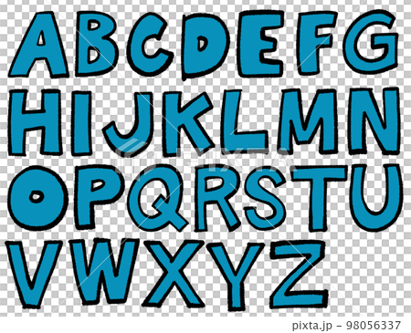 字母表大寫字母，手寫粗包字母，ABC（淺藍色） 98056337