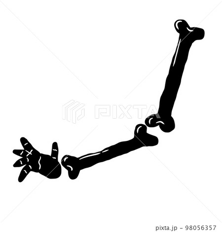 Hand of skeleton. Halloween decoration. Black Cartoon illustration isolated on white 98056357