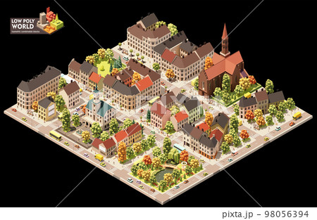 Vector isometric old town map 98056394
