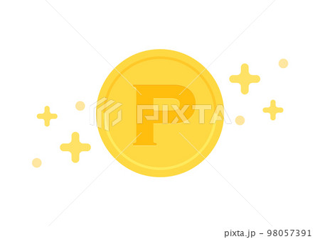 キラキラ光るポイント･Pのマーク入りのコイン - ポイ活･還元･ペンスのイメージ素材 98057391