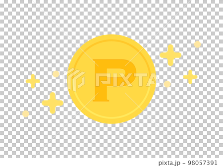 キラキラ光るポイント･Pのマーク入りのコイン - ポイ活･還元･ペンスのイメージ素材 98057391