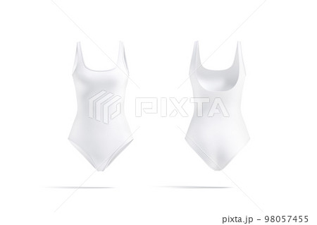 Blank white one-piece swimsuit mockup, front and back view 98057455