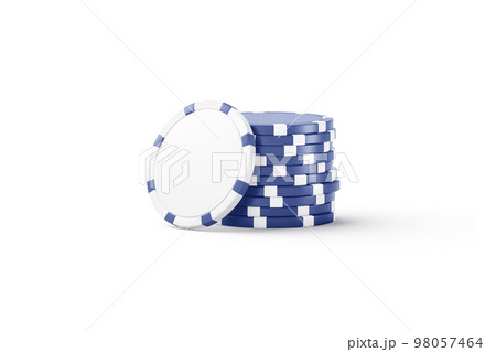 Blank white plastic round chip mockup stand with blue stack Blank white plastic round chip mockup stand with blue stack 98057464