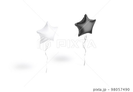 Blank black and white star balloon flying mockup, side view 98057490