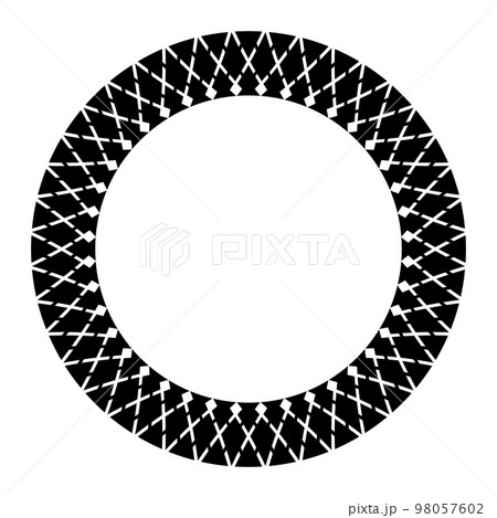 Abstract Geometric Radial Circle Pattern for Decorative Round Frame. 98057602