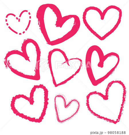 Set of heart handdrawn and doodle for element, love, valentine, card Set of heart handdrawn and doodle for element, love, valentine, card 98058188