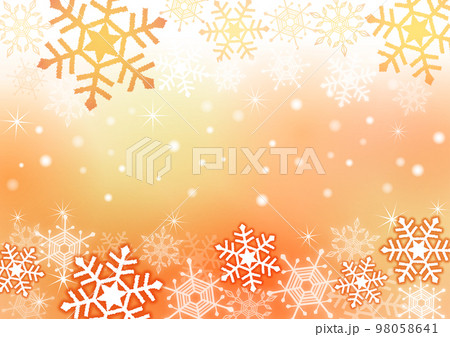 キラキラした雪の結晶　オレンジ　 98058641