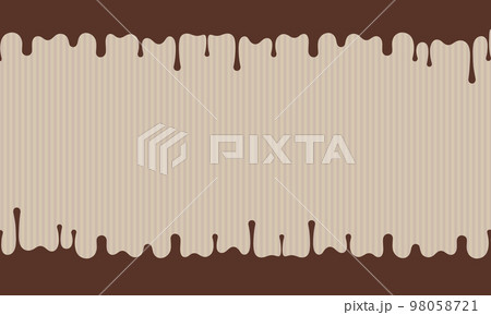 溶けて垂れる茶色のチョコレートとストライプの背景 98058721