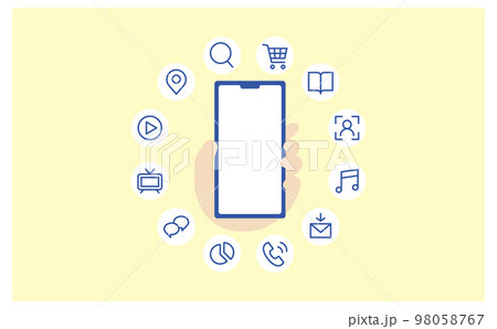 スマホでできることをイメージ化したイラスト11 98058767