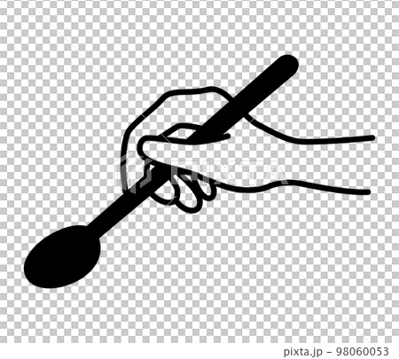 スプーンを持っている手のイラスト素材 98060053
