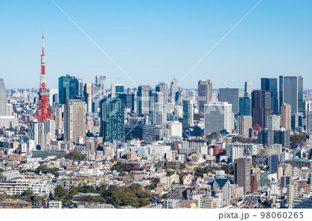 東京都恵比寿からの東京タワーとビル郡 東京都恵比寿からの東京タワーとビル郡 98060265