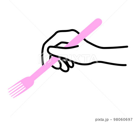 フォークを持つ手のイラスト素材 98060697
