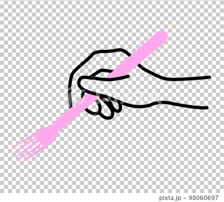 フォークを持つ手のイラスト素材 98060697