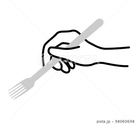 フォークを持つ手のイラスト素材 98060698
