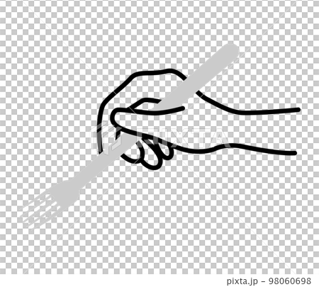フォークを持つ手のイラスト素材 98060698