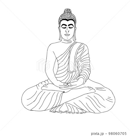 Image of Sketch of peace god Lord Buddha outline and silhouette editable  illustrationHJ184914Picxy