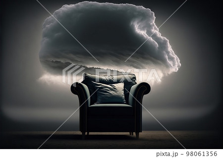 Soft armchair with thunderstorm in background 98061356