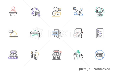 Voting line icons. Public Election, Vote Box,...のイラスト素材 [98062528] - PIXTA