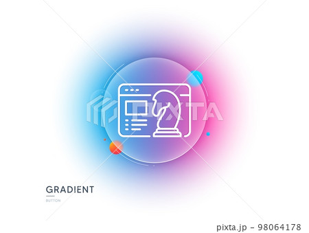 Seo strategy line icon. Gradient blur button with glassmorphism. Search engine optimization sign. Analytics chess symbol. Transparent glass design. Seo strategy line icon. Vector 98064178