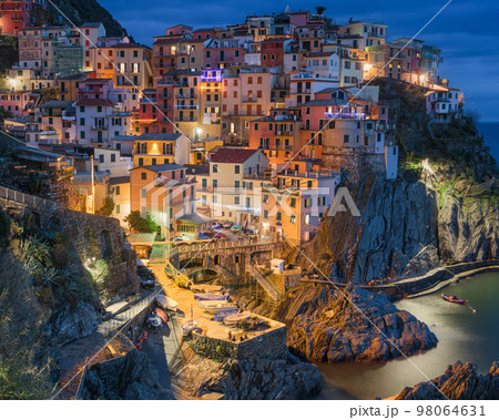 Manarola, Italy in Cinque Terre at Dusk 98064631