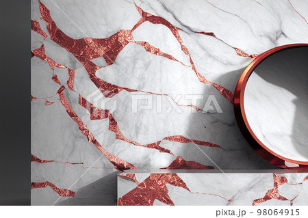 Splendid marble pink gold abstract in digital art AI generated image. 98064915