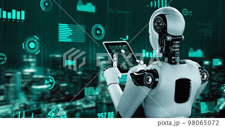 Futuristic robot artificial intelligence huminoid AI for industrial factory 98065072