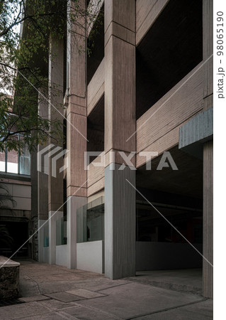 modern concrete architecture cement building brutalist , stairs of an institution or school, 98065190
