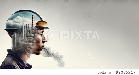 Future factory plant and energy industry devotion concept in creative design 98065517