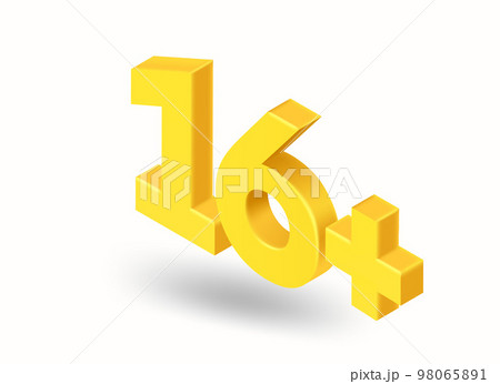 Age limit inscription. 16 plus. 3d style vector illustration 98065891