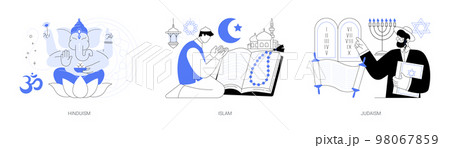 World religions abstract concept vector illustrations. 98067859
