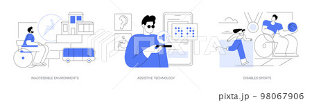 Disabled people in social environment abstract concept vector illustrations. Disabled people in social environment abstract concept vector illustrations. 98067906