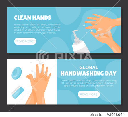 Hand Hygiene and Washing Instruction Design Vector Template Hand Hygiene and Washing Instruction Design Vector Template 98068064