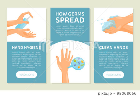 Hand Hygiene and Washing Instruction Design Vector Template 98068066