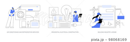 Builder contractor services abstract concept vector illustrations. 98068169