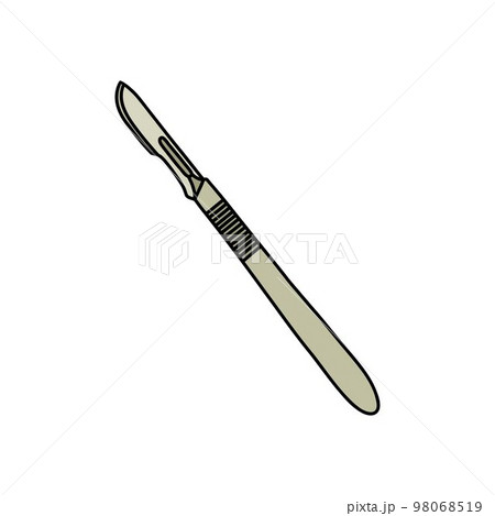 metal handle scalpel doodle icon, vector color line illustration metal handle scalpel doodle icon, vector color line illustration 98068519