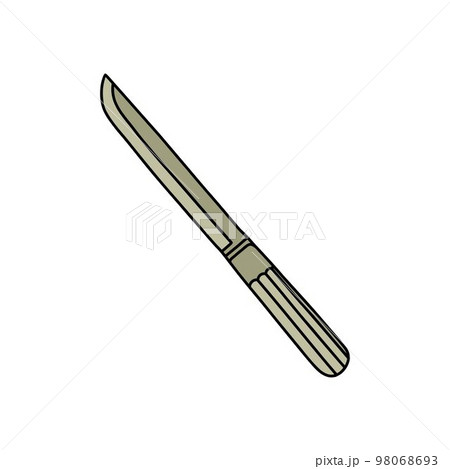 autopsy surgical knife, doodle icon, vector color line illustration 98068693