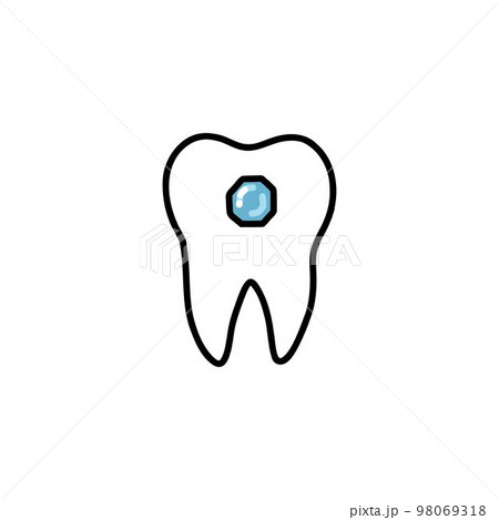 tooth gems doodle icon, vector color line illustration tooth gems doodle icon, vector color line illustration 98069318