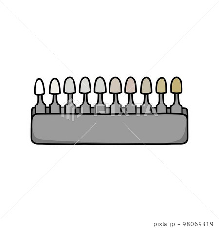 dental color palette of tooth enamel doodle icon, vector color line illustration dental color palette of tooth enamel doodle icon, vector color line illustration 98069319
