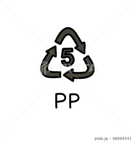type of plastic symbol pp doodle icon, vector color line illustration 98069341