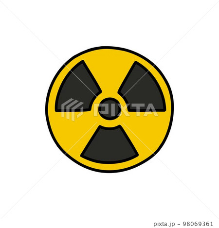 ionizing radiation symbol doodle icon, vector color line illustration 98069361