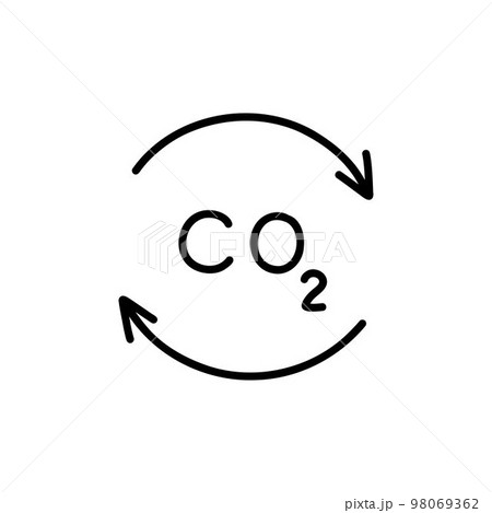 carbon dioxide doodle icon, vector color line illustration 98069362