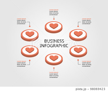 heart or love template for infographic for presentation for 6 element heart or love template for infographic for presentation for 6 element 98069423