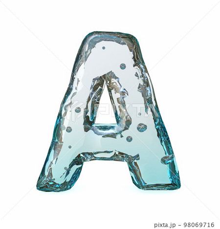 Blue ice font Letter A 3D 98069716