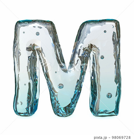 Blue ice font Letter M 3D Blue ice font Letter M 3D 98069728