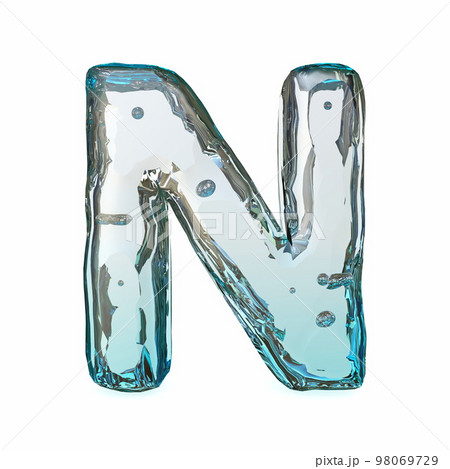 Blue ice font Letter N 3D 98069729