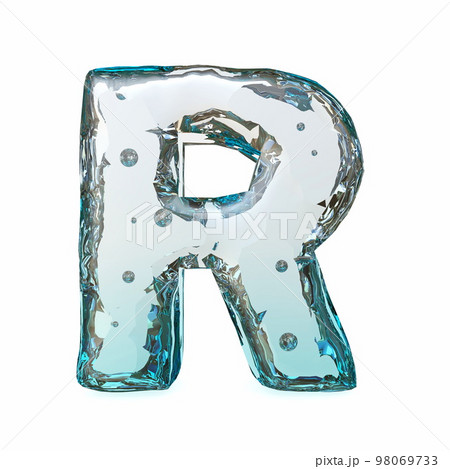 Blue ice font Letter R 3D 98069733