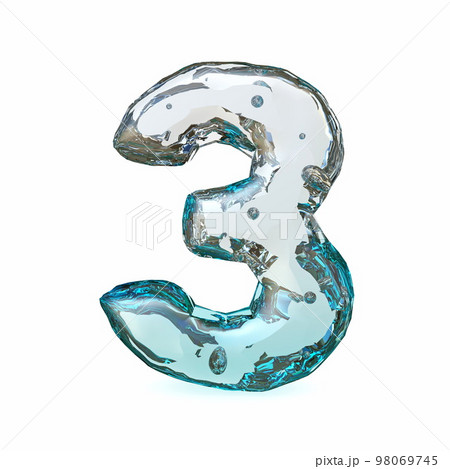 Blue Ice Font Number 3 Three 3dのイラスト素材